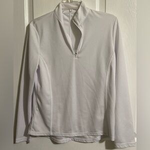 WOMENS PGA TOUR WHITE 1/4 ZIP LONG SLEEVE SHIRT